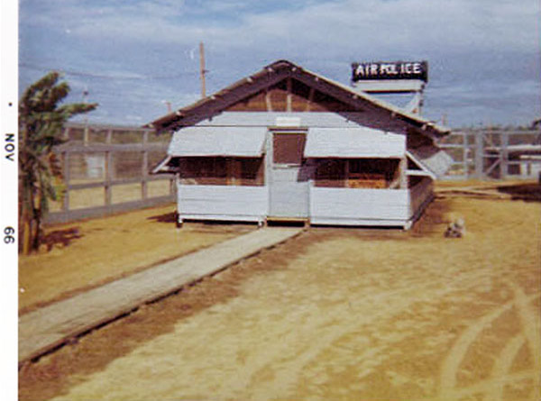 4. Đà Nẵng AB, 366th SPS, K-9: Growl Pad office. Elevated Air Police water tank in the background.