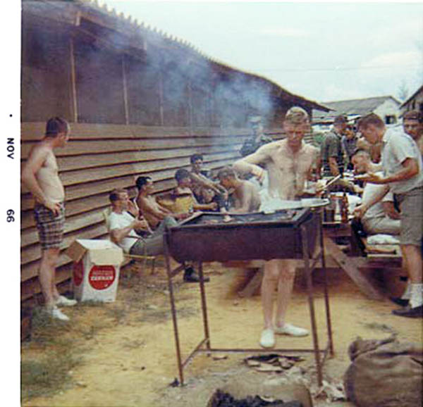 13. Đà Nẵng AB, 366th SPS, K-9: K-9 handlers enjoy an off-duty BBQ and semblance of normalcy.