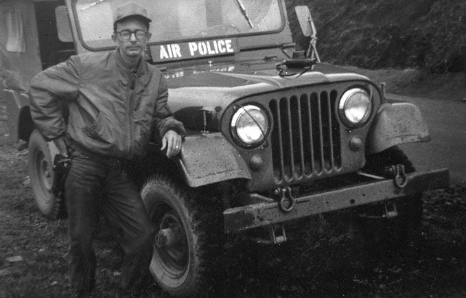 1. Đà Nẵng Air Base: 366th SPS, SSgt Ron Perez and AP Jeep. Photo by Ronald A. Perez, 1967.