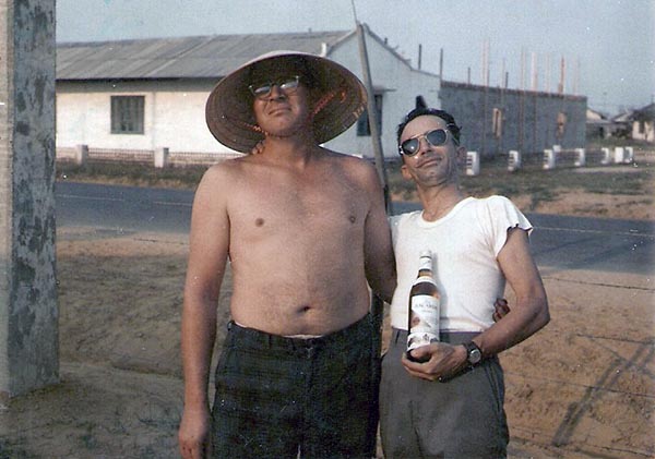 8. Đà Nẵng Air Base: 366th SPS. Morning after and Davis and Ron Perez are still standing... mostly straight. Photo by Ronald A. Perez, 1967.