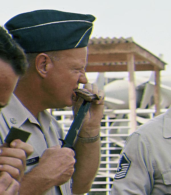 6. Đà Nẵng, K-9 Growl Pad: LTC Arthur G. Phillips Jr. eating steak with K-bar. 1965-1966.