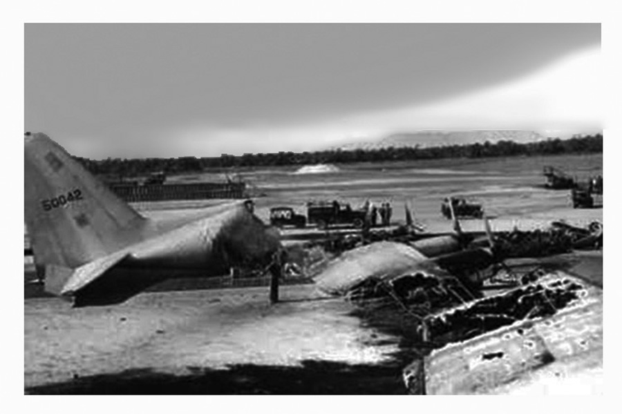 22. Đà Nẵng AB, flight line: 1 July 1965. Destroyed C-130s. 1965.