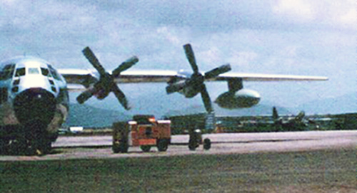 24. Đà Nẵng AB, flight line: C-130 flight line parking. 1965.