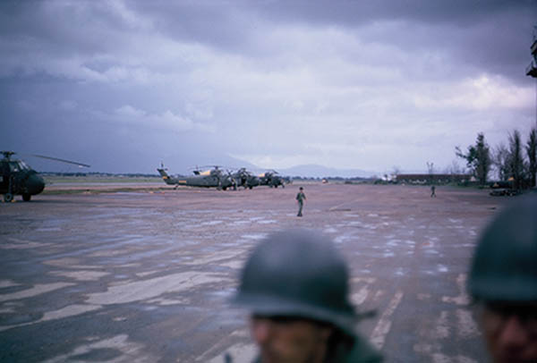 30. Đà Nẵng AB, flight line: AP Truck posting on flight line pass VNAP H34 Sikorsky Choctaw flight line parking. 1965.