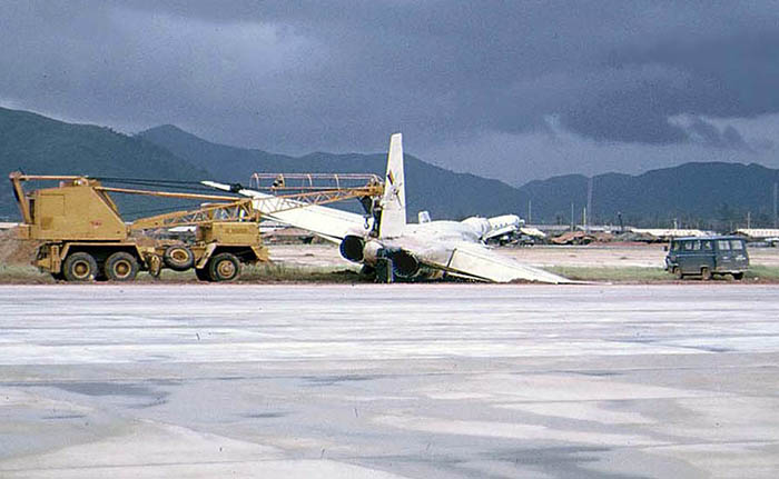 26. Đà Nẵng AB, flight line: Close up of US Navy, North American A-5 Vigilante aircraft. 1965-1966.