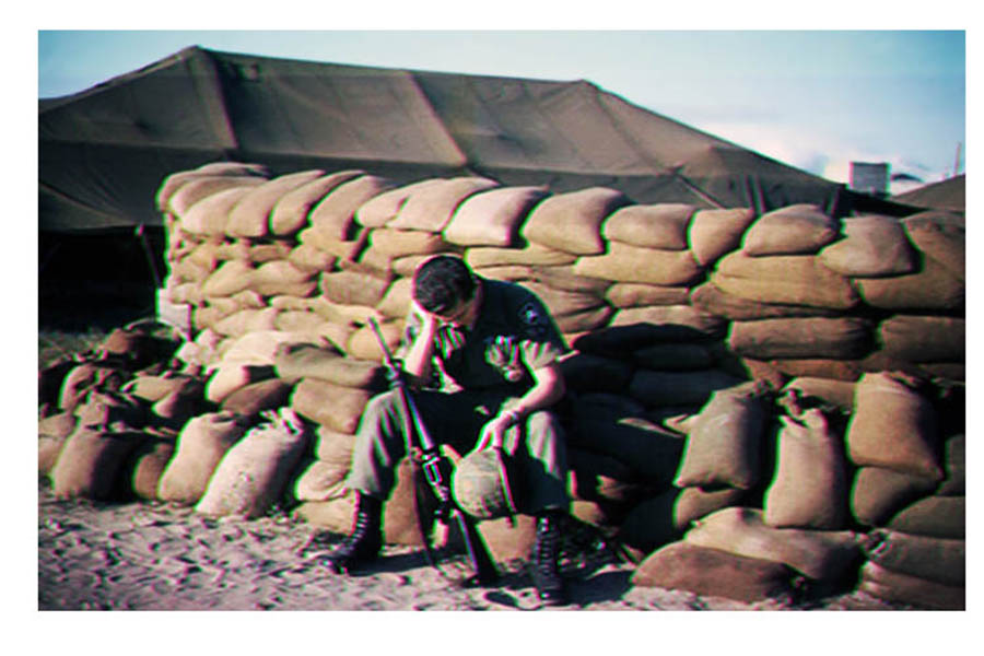 10. Đà Nẵng AB, Tent City: No shade outside and already way too hot to try and sleep in the tent. Maybe the chow hall or airman's club is cooler if their ceiling fans are working. 1965.