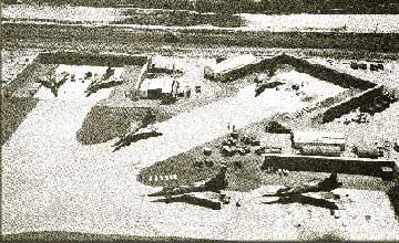 Da Nang Air Base: F-102 aircraft parked in revetments South end of parking ramp, were destroyed in Sapper Attack, 1 July 1965.