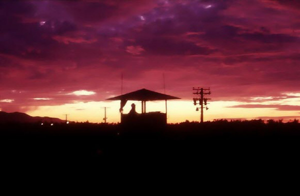 2. Đà Nẵng AB, Perimeter Tower. Monkey Mountain in distance (center-left). Photo by: Ronald A. Perez, DN, 366th SPS, 1966-1967.