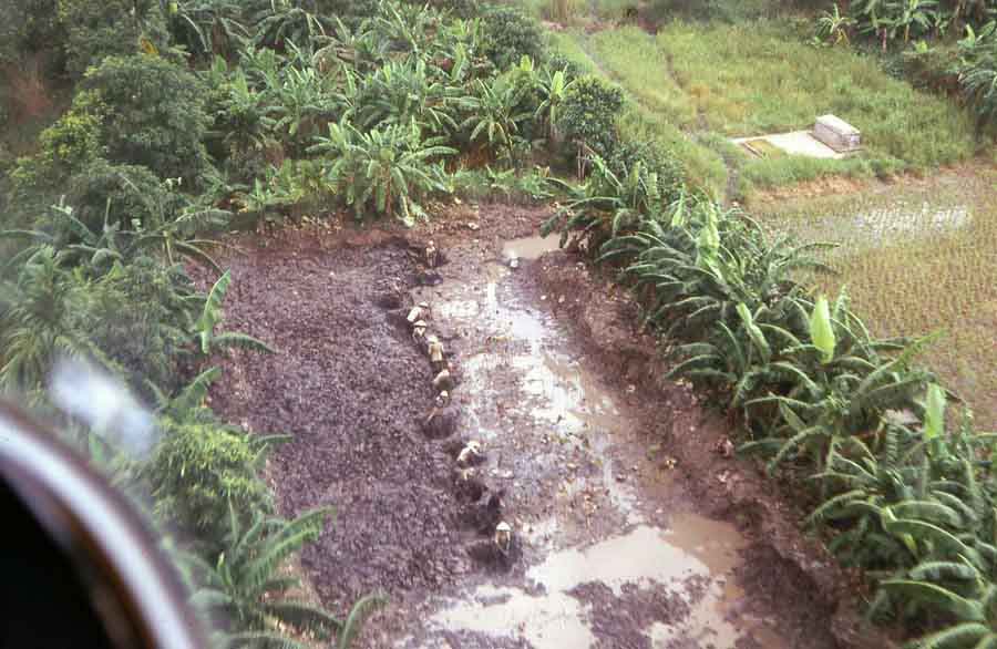 Dai Tan, near village, Cobra gunship flies over clearing surprising Viet Cong digging. MSgt Summerfield: 17