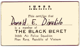 11) The Black Beret Card, 366th Air Police Squadron, PR, SVN.