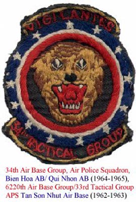 Patch: 34th ABG, APS, Biên Hòa AB/Qui Nhơn AB (1964-1965), 6220th ABG/33d Tac Group APS, TSN AB (1962-1963)