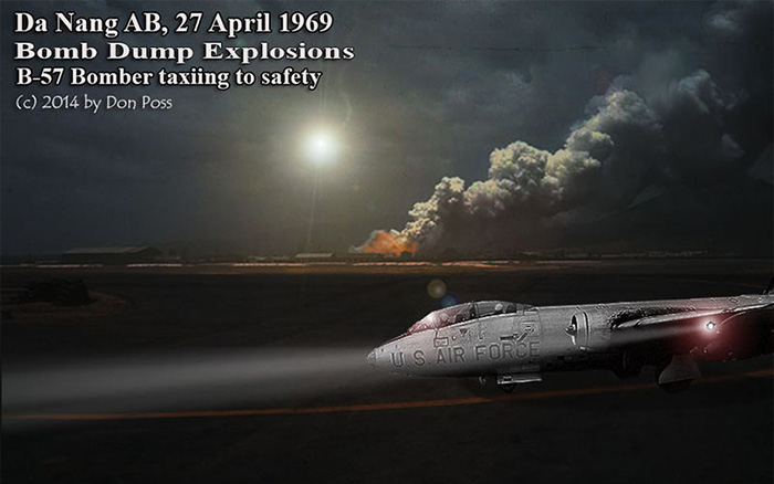 Đà Nẵng AB Bomb Dump, ASP-1: April 27, 1969 -- A grass fire started by the road at the far end of the dump area where some Vietnamese were burning trash. Supposedly, a five year old kid lit a piece of paper on fire and stuck it under the fence which started a field of dry grass burning and eventually reached a pallet of 105 WP (white phosphorous or “willy peter”) rounds. Explosions rocked Đà Nẵng for the next three days and nights.