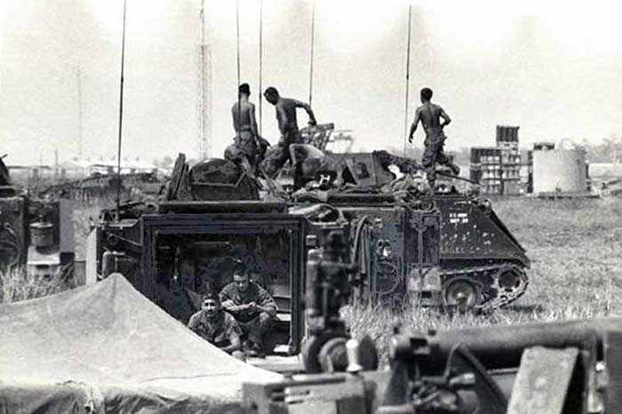 1. Photo taken during downtime with Ch Chi troops after TET 1968. Art Garcia, setting, bottom Left, next to tent. I don't know who took the picture but it was sent to me by Dave Dowdell (C Sector). I don't remember names but thats me before I was promoted to MSgt Art Garcia, LM 119.