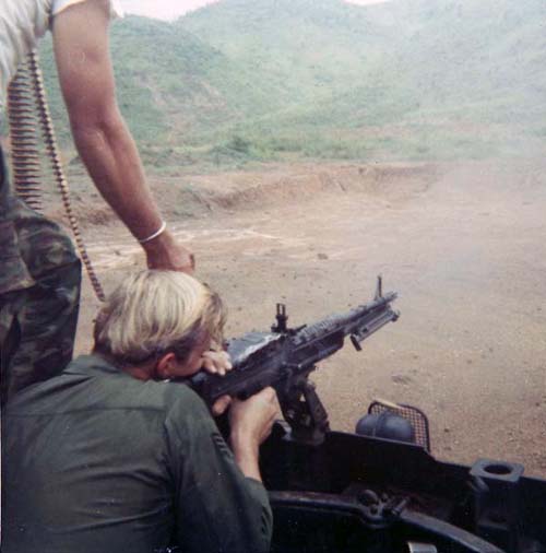 2. Đà Nẵng AB, V100 M60. Glen Myers firing on the Range. 1971. Photo by: Glen H. Myers, NT, 6253 APS 14th SPS; PR 35th SPS; DN, 366th SPS. 1965-1966; 1971.