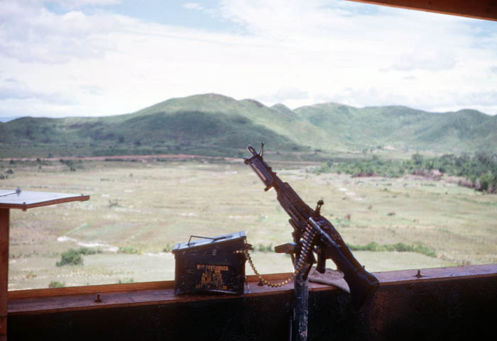 12. Phu Cat AB, Tower with M60 and ammo can ready to go. Photo by Don Bishop. 1969-1970. 