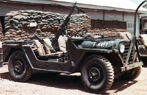 7. Pleiku AB, QRT Jeep with M60. 1968. Photo by: Pat Dunne, LM 40 (Charter Member), PK, 633rd SPS, 1968.