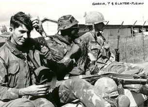 12. Pleiku AB, QRT Jeep. 1968-1969. L/R: Garcia, Unknown, Slater. Photo by: Clifton Larry Sutherland (RIP), PR, 822nd CSPS, 1968-1969.