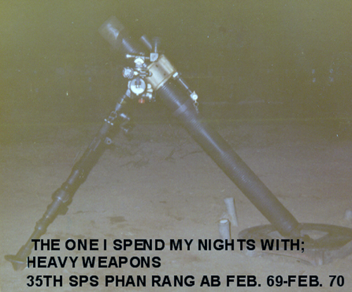 11. Phan Rang Air Base: Heavy Weapons, 35th SPS, Tiger Mortar Pit, 81mm Mortar. Feb 1969-1970. Photo by: Richard Garcia, LM 82, PR, 35th SPS. 1969-1970.