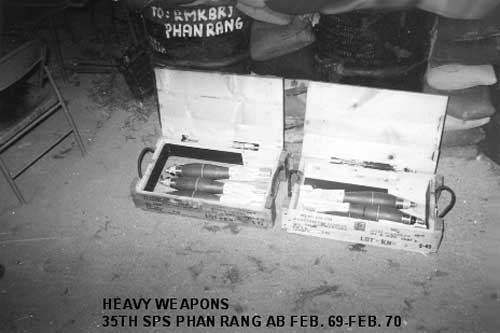 12. Phan Rang Air Base: Heavy Weapons, 35th SPS, Tiger Mortar Pit, The Meat: 81mm Mortar. Feb 1969-1970. Photo by: Richard Garcia, LM 82, PR, 35th SPS. 1969-1970.