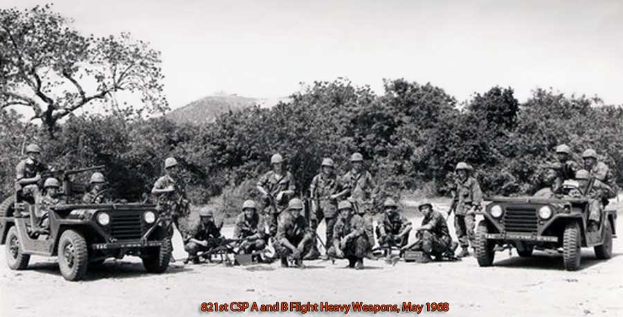 1. Phan Rang Air Base: 821st CSPS, A and B Flights, Heavy Weapons, May of 1968. Photo by: William Welter, LM 362, PR, 35th SPS; BH, 3rd SPS; TSN 377th SPS, 1968.