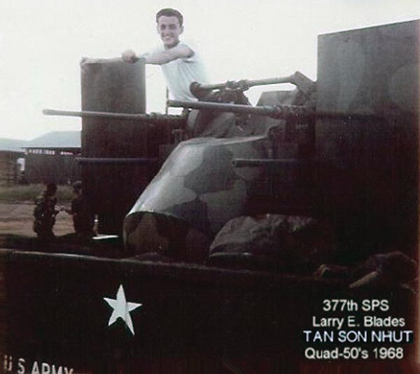 4. Tan Son Nhut AB, Security Police SAT Heavy Weapons, Quad-50s. 1968. Photo by: Larry Blades, TSN, 377th SPS, 1967-1968.
