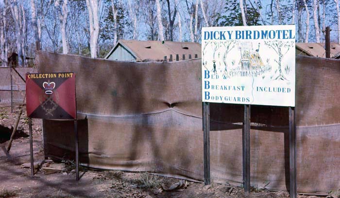 Luscombe Air Field, Australian VC Prisoner Holding Area. Sign, Bed Breakfast, Bodyguards Included. Dicky Bird Motel-1968. MSgt Summerfield: 10
