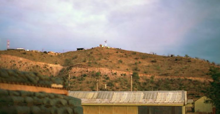 5. Nui Dat hill, as viewed from base area below. Photo by Stan Reeves, ND 1967. 