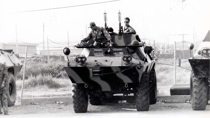 3. TSN Air Base: These are some random pictures of the Rubber Duck at Guardmount; George Logan
sitting on the rubber duck (below), and me and my best friend from TSN, Sgt David Falconer.