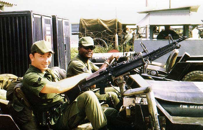 1. Nha Trang Air Base: SAT Jeep, with M60. Photo by: George Bruce Thomspon. 1968-1969.