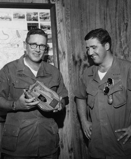 8. Nha Trang Air Base: Thompson receiving plaque, October 1968. Photo by: George Bruce Thomspon. 1968-1969.