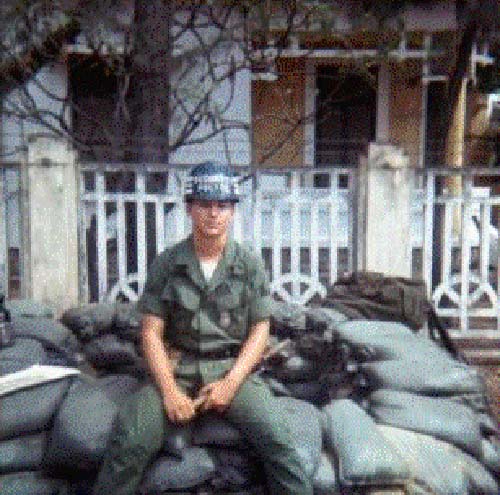 1. Nha Trang Air Base: Pat Houseworth at Civilian Gate. Photo by Pat Houseworth, 1969-1970. 