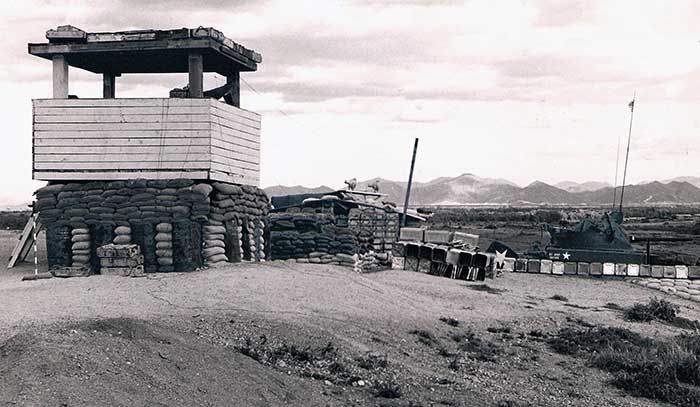 13. Phu Cat AB, bunker and tower to the west of the perimeter. Note the Army M42A1 