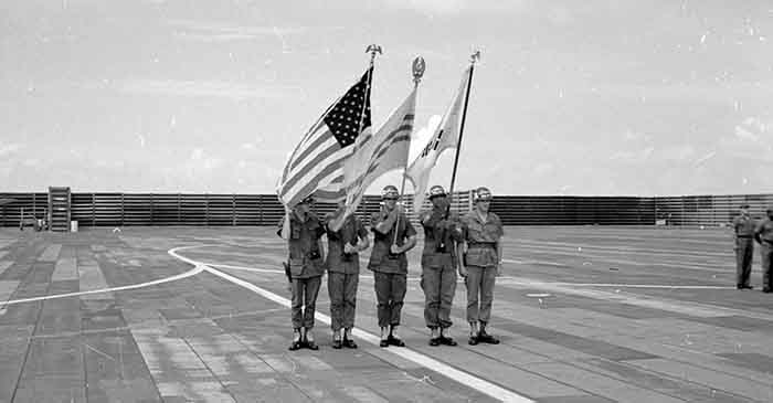 15. The color guard at the wing change of command parade. Photo by Don Bishop. 1969-1970.