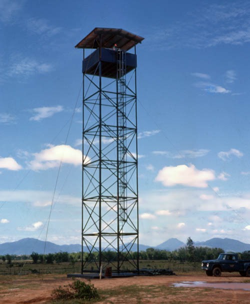 4. Phu Cat AB, Perimeter Tower and small Bunker. Post truck to right. Photo by: Don Bishop, LM 389, PC, 37th SPS, 1969-1970.