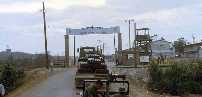 1. Phu Cat AB, Main Gate & Tower. Note second tower at left-center. Photographer: unknown.