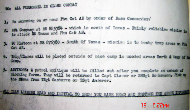 Intell Briefing Reports, Phu Cat AB, 1967.