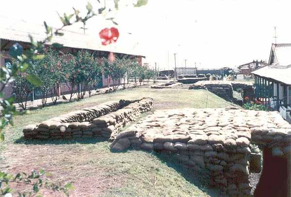 14. Pleiku AB, Bunkers between old French barricks. Photo by: Walt Cobourn, Walt Cobourn, PK, 633rd SPS. 1965-1966.