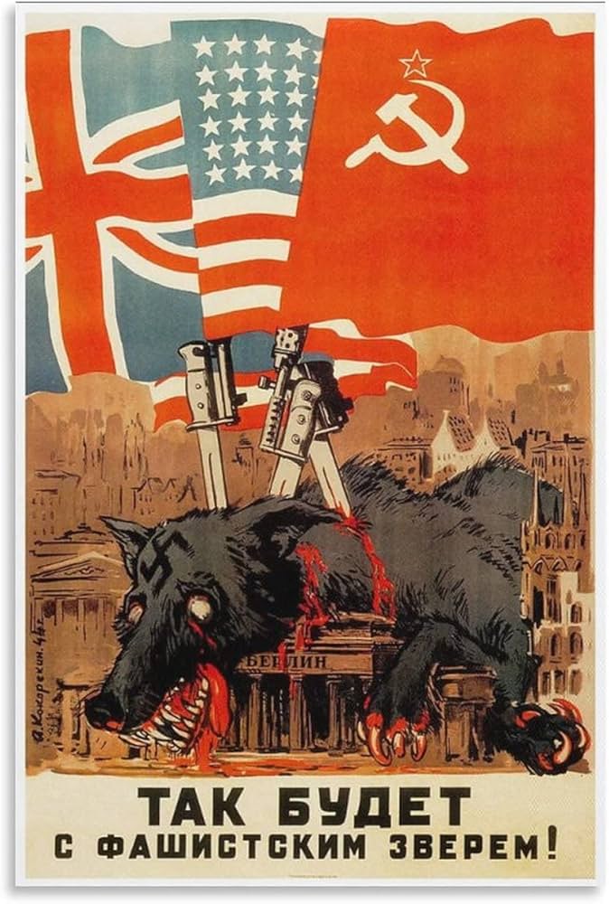 Vintage Poster Russian Soviet World War II Military Propaganda