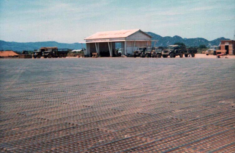 2. Phan Rang Air Base: 1966: Pierced (or perforated) Steel Planking (PSP) Runway, taxiway, and aircraft parking aprons are quickly constructed.