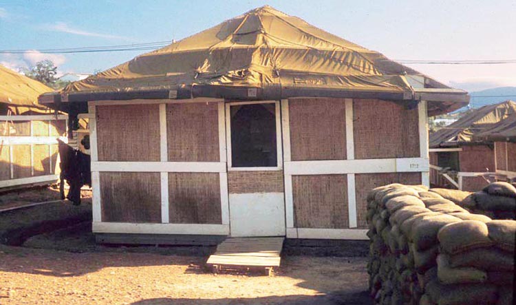21. Phan Rang Air Base: 1966: New tent-huts and new sandbag bunkers -- we were going to need them.