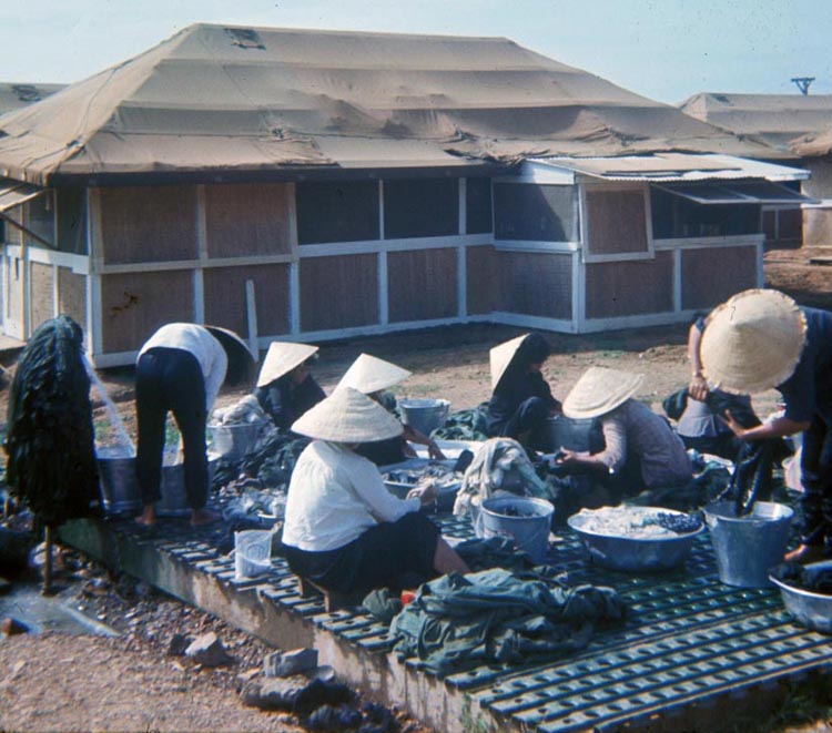 22. Phan Rang Air Base: 1966: Tent-Hut with a 'pull out' of sorts, and the ever present mamasans doing our laundry with what smelled like barf-water.