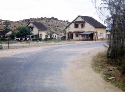 77. Phan Rang: Houses on road curve, heading back to base.