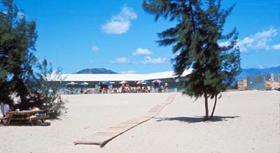89. Thap Cham: Beach... and a patio with beach-umbrellas!