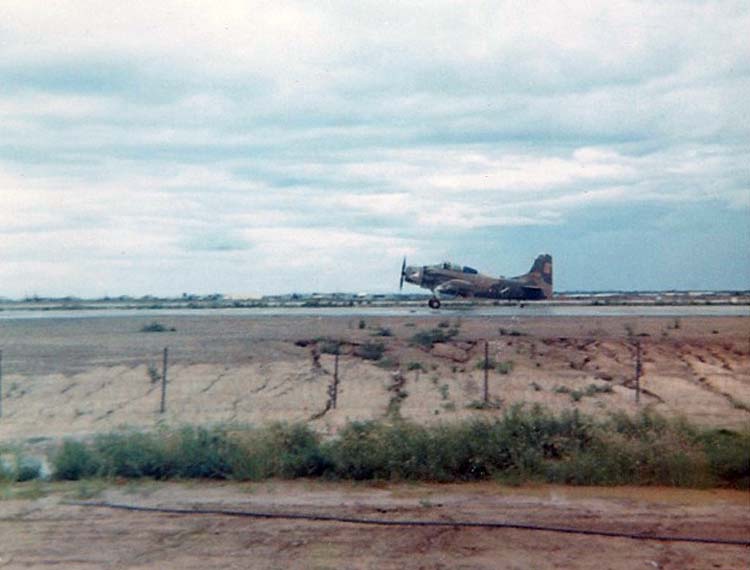 1. Phan Rang Air Base: A Vietnamese Skyraider on the taxiway. Photo by: Van Digby, 1967-1968.