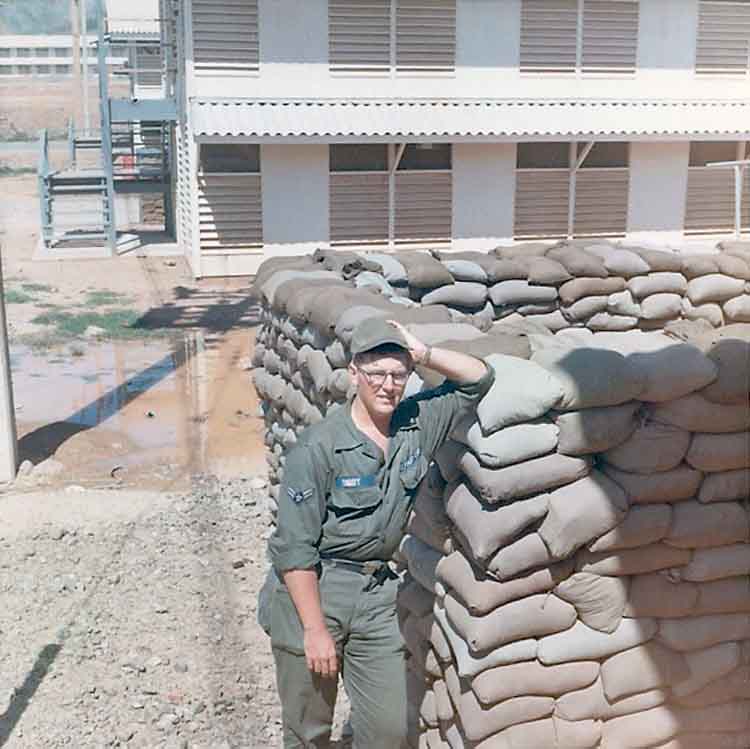 19. Phan Rang Air Base: Bunkers under construction, A2C Walker. Photo by: Van Digby, 1968.