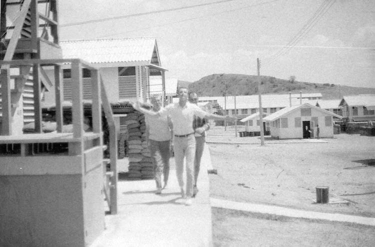 20. Phan Rang Air Base: SP Barracks. Airmen Johnston, Kinderberger, and Digby. Photo by: Van Digby, 1968.