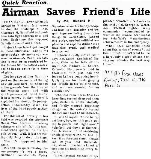 4. AF NEWS article, 17 June 1966: Airm Saves Friend's Life.