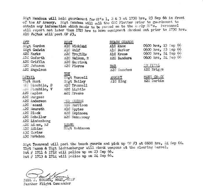 13) Duty Roster, Panther Flight, 23 Sep 1966, page-2.
