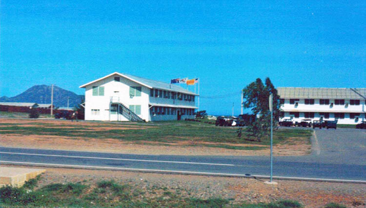 55. Phan Rang AB: Combat Support Group HQ. Flags: Australia, Korea, USA, South Vietnam.