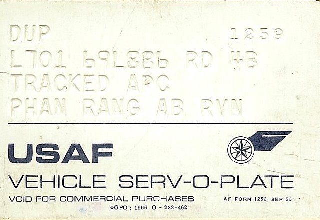 32. Phan Rang Air Base: USAF Vehicle Serv-O-Plate Tracked APC, PR AB RVN.